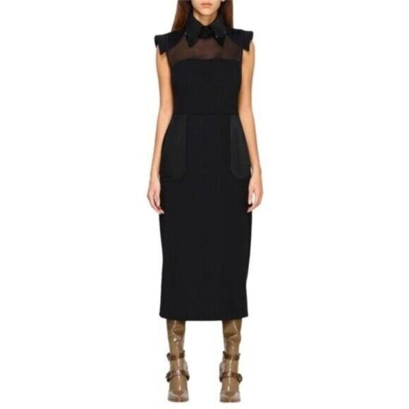 FENDI COLLAR MESH TRIM DRESS SIZE 44 IT M US WITH TAGS - Picture 3 of 15